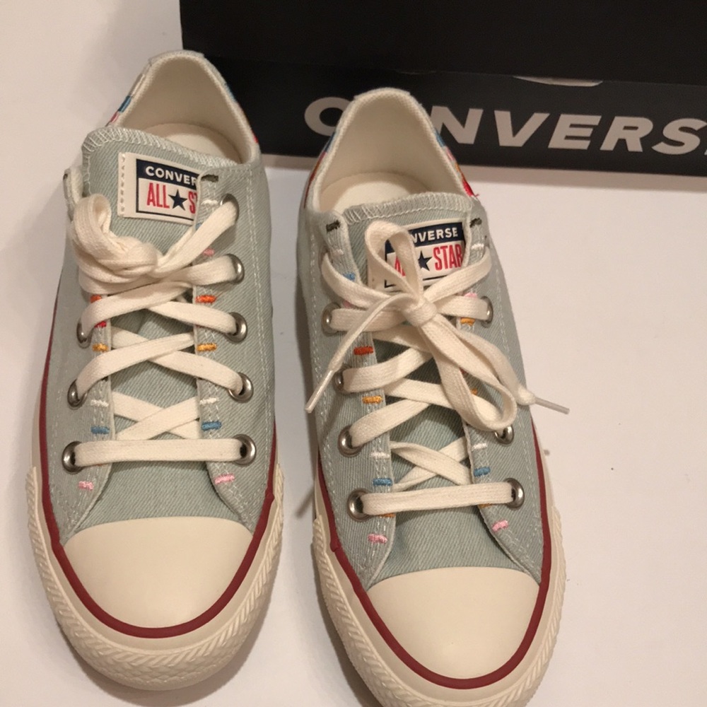 NWT CONVERSE Friendship blue tint multi slip on tennis shoes
